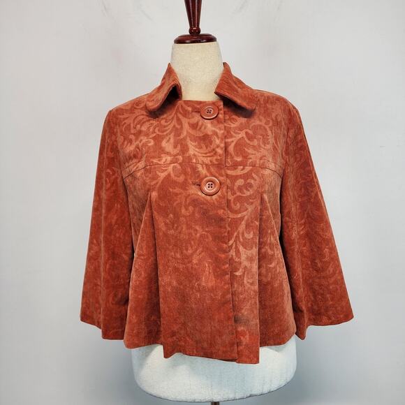 Requirements Jackets & Blazers - Vintage Acanthus Peplum Jacket Size M Orange 3/4 Wide Sleeve Hippie 70s Style